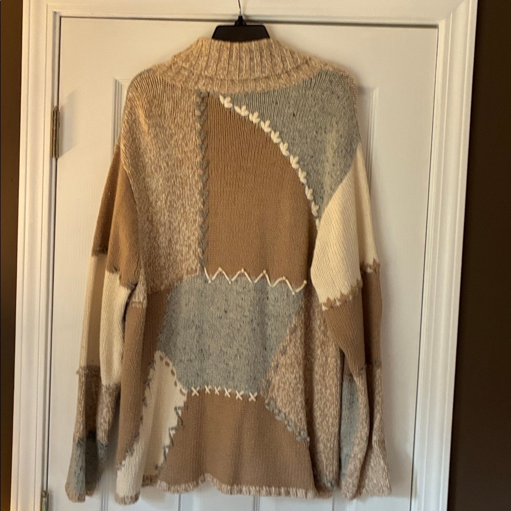 Coldwater Creek Multicolor Patchwork Cowl Neck Sw… - image 3